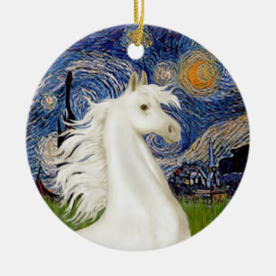 Sterrennacht - Arabische paard (wit) Keramisch Ornament