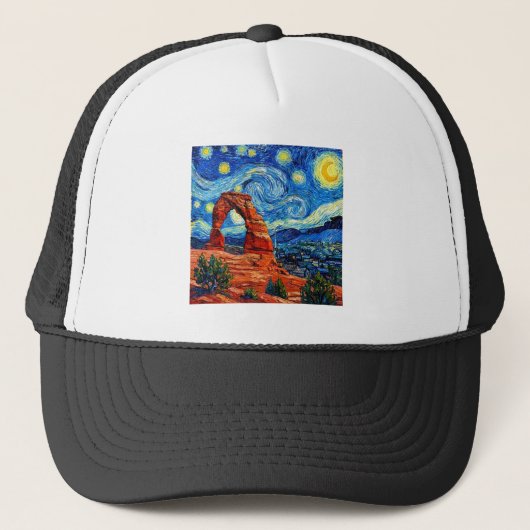 Sterrennacht Arches National Park Trucker Pet (Voorkant)