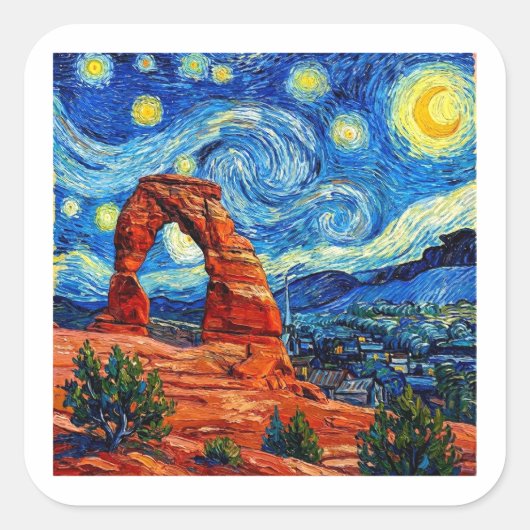 Sterrennacht Arches National Park Vierkante Sticker (Voorkant)