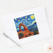 Sterrennacht Arches National Park Vierkante Sticker (Envelop)
