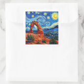Sterrennacht Arches National Park Vierkante Sticker (Tas)