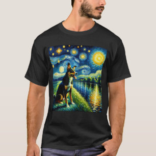 Sterrennacht Australian Kelpie Dog Van Gogh Lover T-shirt
