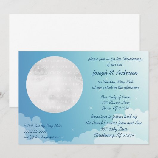 Sterrennacht Baby Christening Uitnodiging (Voorkant / Achterkant)