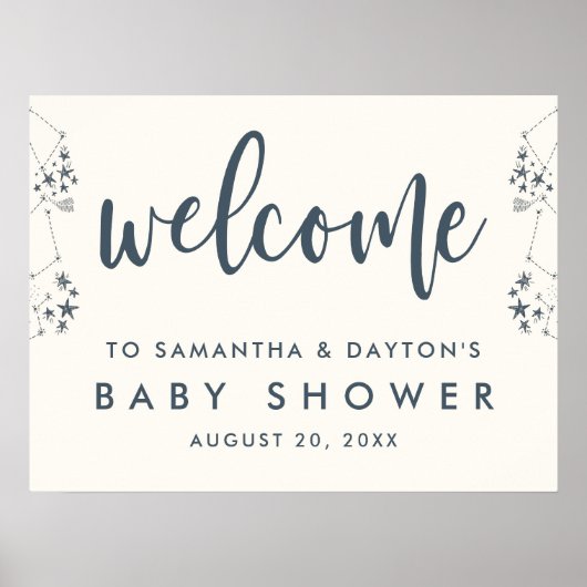 Sterrennacht Baby shower Welkom Poster (Voorkant)