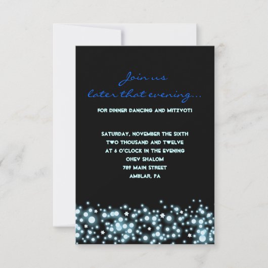 Sterrennacht Bar Bat Mitzvah Party Reception Card Kaart (Voorkant)
