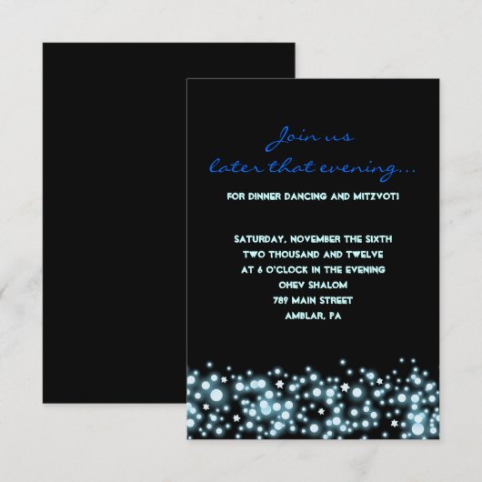 Sterrennacht Bar Bat Mitzvah Party Reception Card Kaart (Voorkant / Achterkant)
