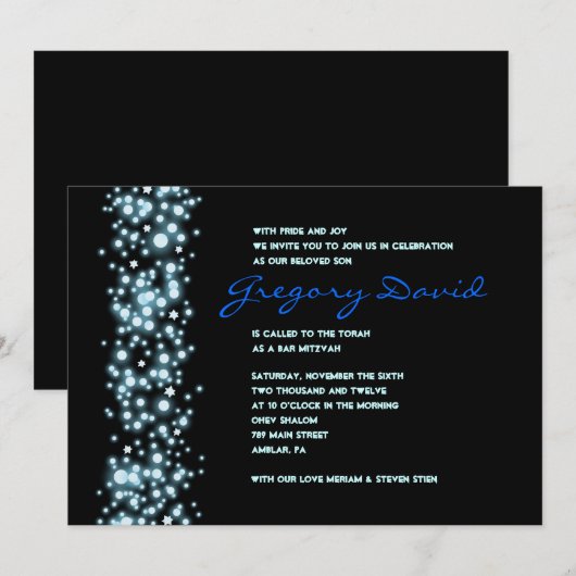 Sterrennacht Bar Bat Mitzvah Uitnodiging (Voorkant / Achterkant)