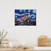 Sterrennacht Barcelona Sagrada Familia Poster (Keuken)