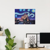 Sterrennacht Barcelona Sagrada Familia Poster (Thuiskantoor)