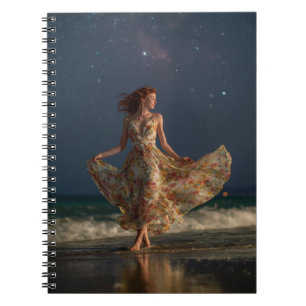 Sterrennacht Beach Dancing Dress Art Notitieboek