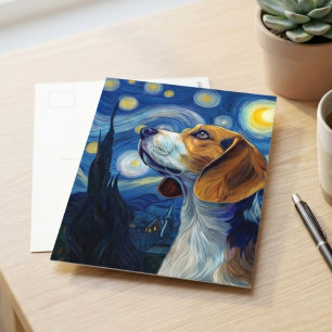 Sterrennacht Beagle-hond Impressionistische Kunst Briefkaart