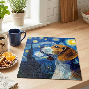 Sterrennacht Beagle-hond Impressionistische Kunst Legpuzzel