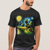 Sterrennacht Belgian Malinois Dog Van Gogh Lover T-shirt (Voorkant)