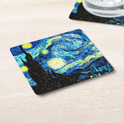 Sterrennacht, beroemd schilderij van Vincent van G Kartonnen Onderzetters (Schuin)