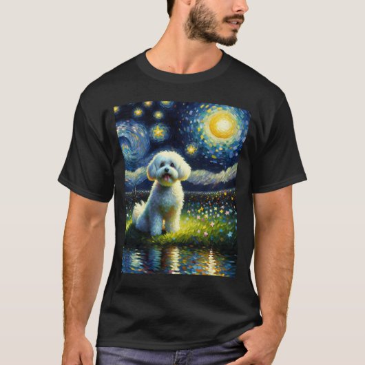 Sterrennacht Bichon Havanezer Dog Van Gogh Lover T-shirt (Voorkant)