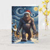 Sterrennacht Bigfoot Sasquatch Christmas Custom Kaart (Gele Bloem)