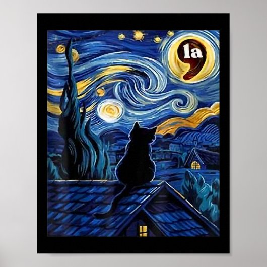 Sterrennacht Black Cat Comma La Kamala Harris Poster (Voorkant)