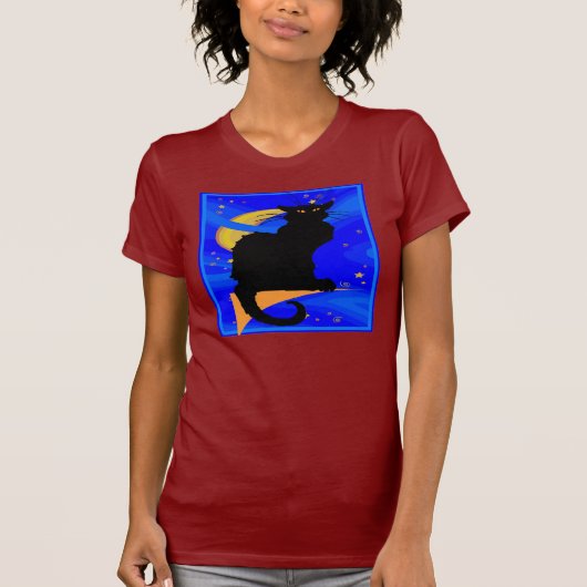 Sterrennacht Black Cat Halloween T-shirt (Voorkant)