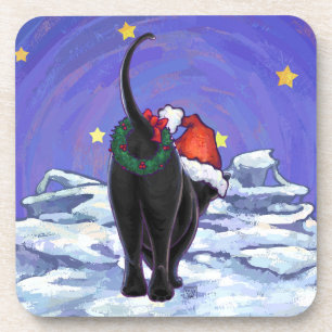 Sterrennacht Black Cat Kerstmis Bier Onderzetter