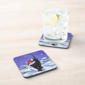 Sterrennacht Black Cat Kerstmis Bier Onderzetter (Rechterzijde)