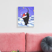 Sterrennacht Black Cat Kerstmis Canvas Afdruk (Insitu (Woonkamer))