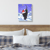 Sterrennacht Black Cat Kerstmis Canvas Afdruk (Insitu (Slaapkamer))
