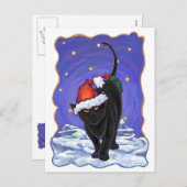 Sterrennacht Black Cat Kerstmis Feestdagenkaart (Voorkant / Achterkant)