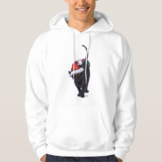 Sterrennacht Black Cat Kerstmis Hoodie (Voorkant)