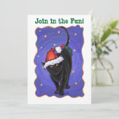Sterrennacht Black Cat Kerstmis Kaart (Staand voorkant)