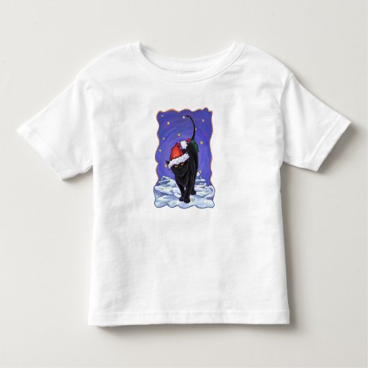 Sterrennacht Black Cat Kerstmis Kinder Shirts (Voorkant)