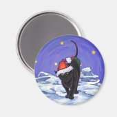 Sterrennacht Black Cat Kerstmis Magneet (Voorkant / Achterkant)