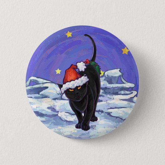 Sterrennacht Black Cat Kerstmis Ronde Button 5,7 Cm (Voorkant)