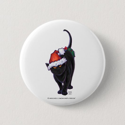 Sterrennacht Black Cat Kerstmis Ronde Button 5,7 Cm (Voorkant)