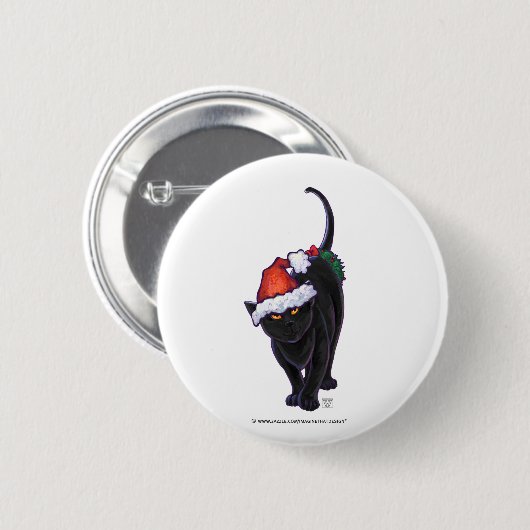Sterrennacht Black Cat Kerstmis Ronde Button 5,7 Cm (Voorkant /achterkant)