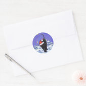 Sterrennacht Black Cat Kerstmis Ronde Sticker (Envelop)