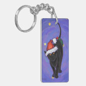 Sterrennacht Black Cat Kerstmis Sleutelhanger (Voorkant Links)