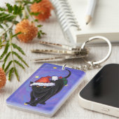 Sterrennacht Black Cat Kerstmis Sleutelhanger (Voorkant Rechts)