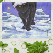 Sterrennacht Black Cat Kerstmis Theedoek (Gevouwen)