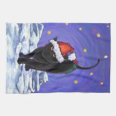 Sterrennacht Black Cat Kerstmis Theedoek (Horizontaal)