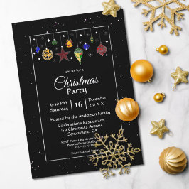 Sterrennacht Black White Border Kerstparty Kaart