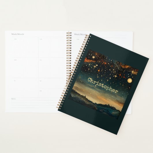 Sterrennacht blauw romantisch met naam planner