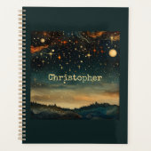 Sterrennacht blauw romantisch met naam planner (Voorkant)
