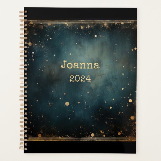Sterrennacht blauw romantisch met naam planner (Voorkant)