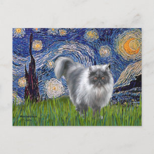 Sterrennacht - Blauwe rook Perzische kat Briefkaart