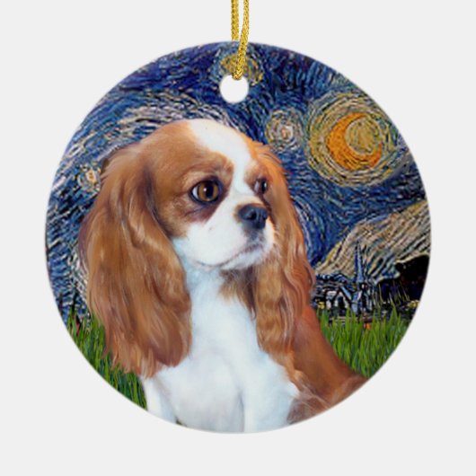 Sterrennacht - Blenheim Cavalier Puppy Keramisch Ornament (Voorkant)