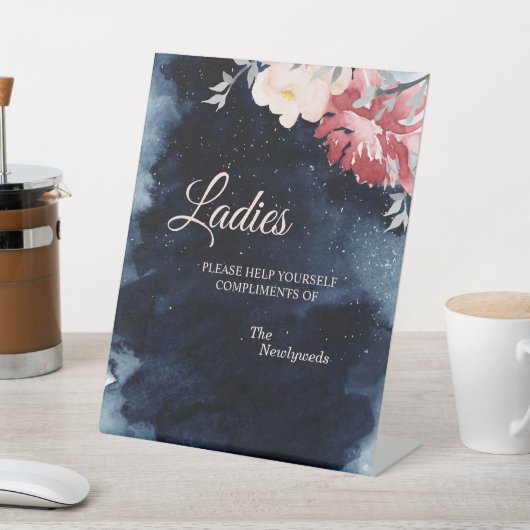 Sterrennacht Bloemige Trouw Dames Badkamer Reclamebord Met Voetstuk (Insitu)