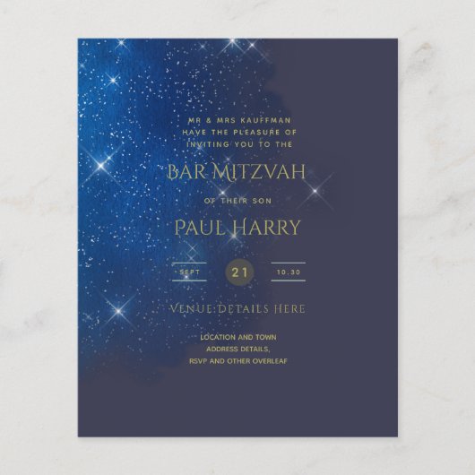 Sterrennacht Blue Bar bat Mitzvah uitnodigingen Flyer (Voorkant)