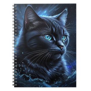 Sterrennacht Blue Black Cat Splash Art Notitieboek