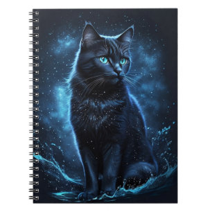 Sterrennacht Blue Black Cat Splash Art Notitieboek