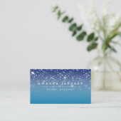 Sterrennacht Blue Glitter Girly Chic Modern Visitekaartje (Staand voorkant)